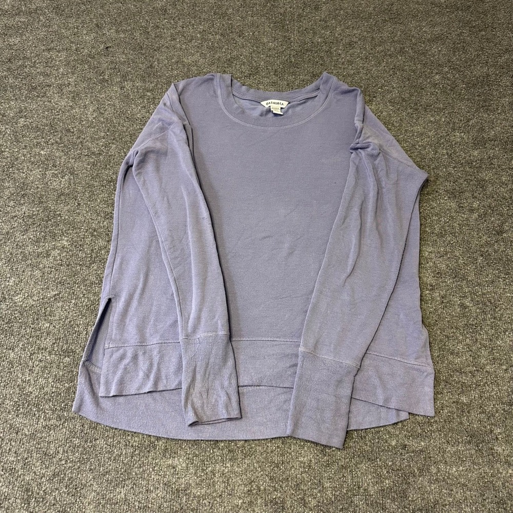 Athleta Sweatshirt Womens Size S Purple Relaxed Fit Thumbhole Cuffs Side Slits
